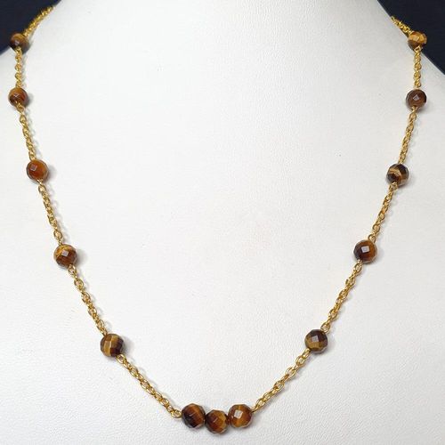 Orbit Gemstone Chain Necklace tigereye necklace making kit — DIY set with beads and instructions for creating handmade jewelry