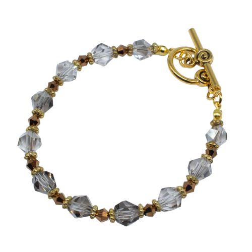 Crystal Nugget Bracelets Makes 3 silver dust with gold bracelet making kit — DIY set with beads and instructions for creating handmade je…