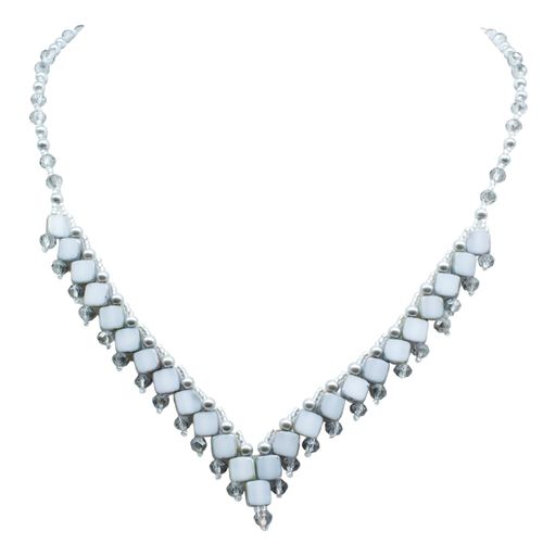 Tiffany Tile Necklace table cut silver dust necklace making kit — DIY set with beads and instructions for creating handmade jewelry
