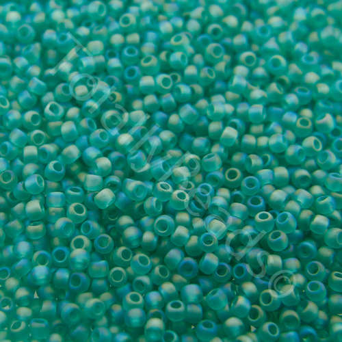 Toho Size 11 Seed Beads 10g - Trans Rainbow Frost Dk Peridot