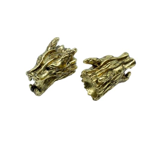 Dragon Head Alloy Bead 15mm 2pcs Ant. Gold for jewellery making