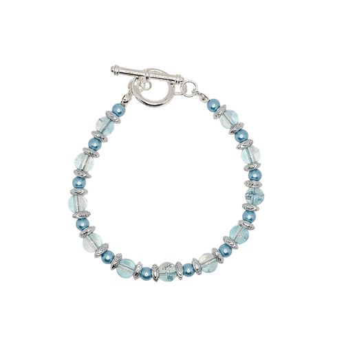 Clio Crackle Bracelets Makes 4 aqua bracelet making kit — DIY set with beads and instructions for creating handmade jewelry