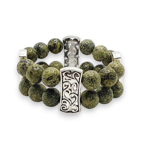 Gemstone Cuff Bracelet serpentine bracelet making kit — DIY set with beads and instructions for creating handmade jewelry