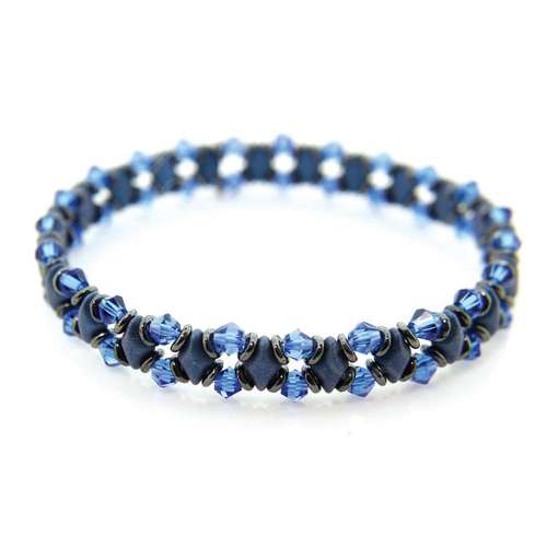 GemDuo Sparkle Bracelets dark blue bracelet making kit — DIY set with beads and instructions for creating handmade jewelry