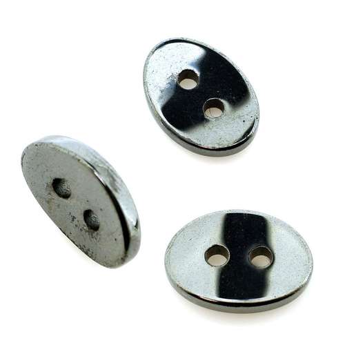 Hematite Oval Button 14mm