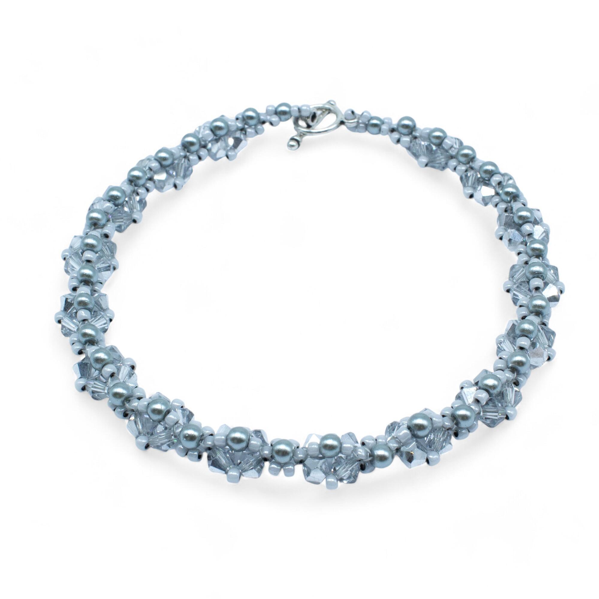 Kassia Diamond Bracelet Makes 2 half silver bracelet making kit — DIY set with beads and instructions for creating handmade jewelry