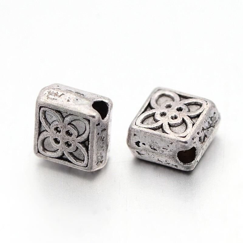 Antique Silver Diamond Square 5mm 40pcs for jewellery making