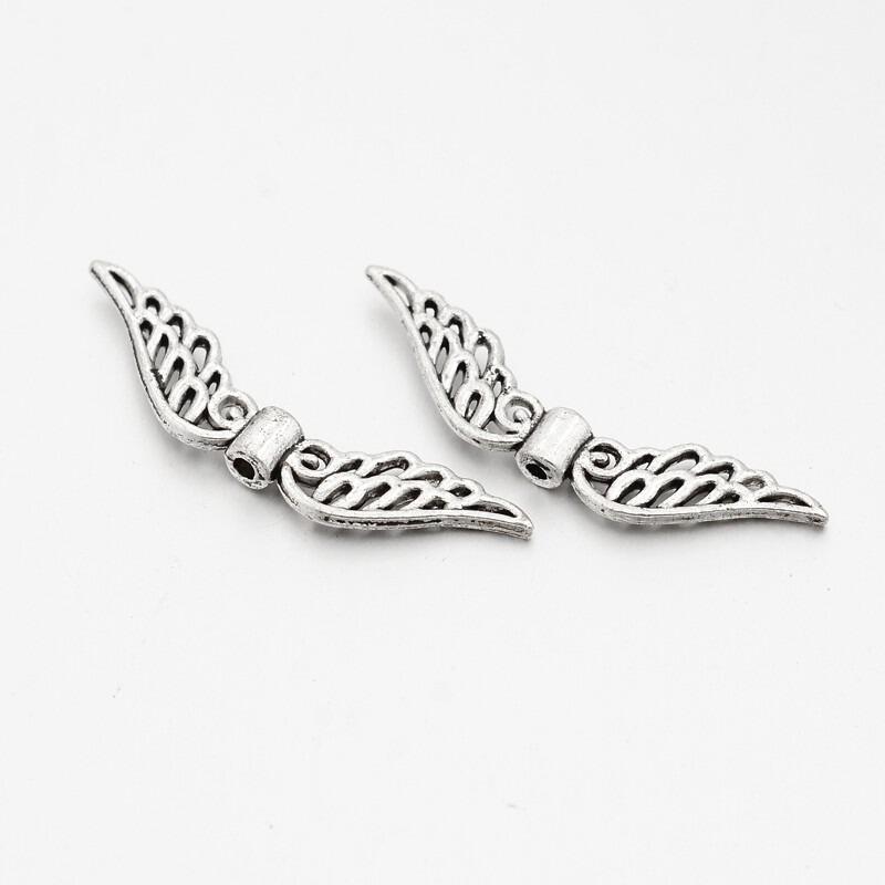 Metal Wing Bead 31mm Antique Silver 8pcs for jewellery making