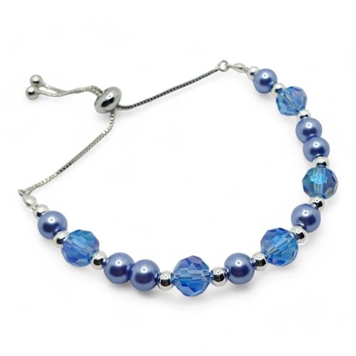 Noeleen Slider Bracelets Makes 6 light blue bracelet making kit — DIY set with beads and instructions for creating handmade jewelry