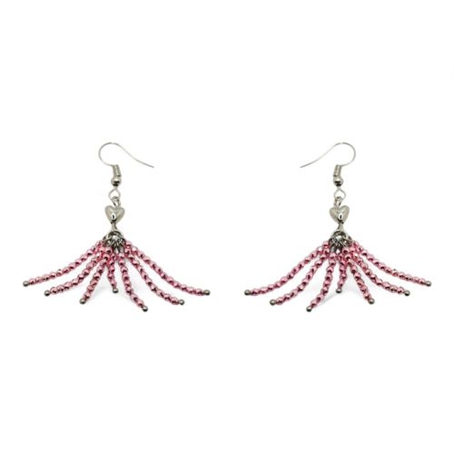 Kari Heart Earrings metallic dark pink earring making kit — DIY set with beads and instructions for creating handmade jewelry