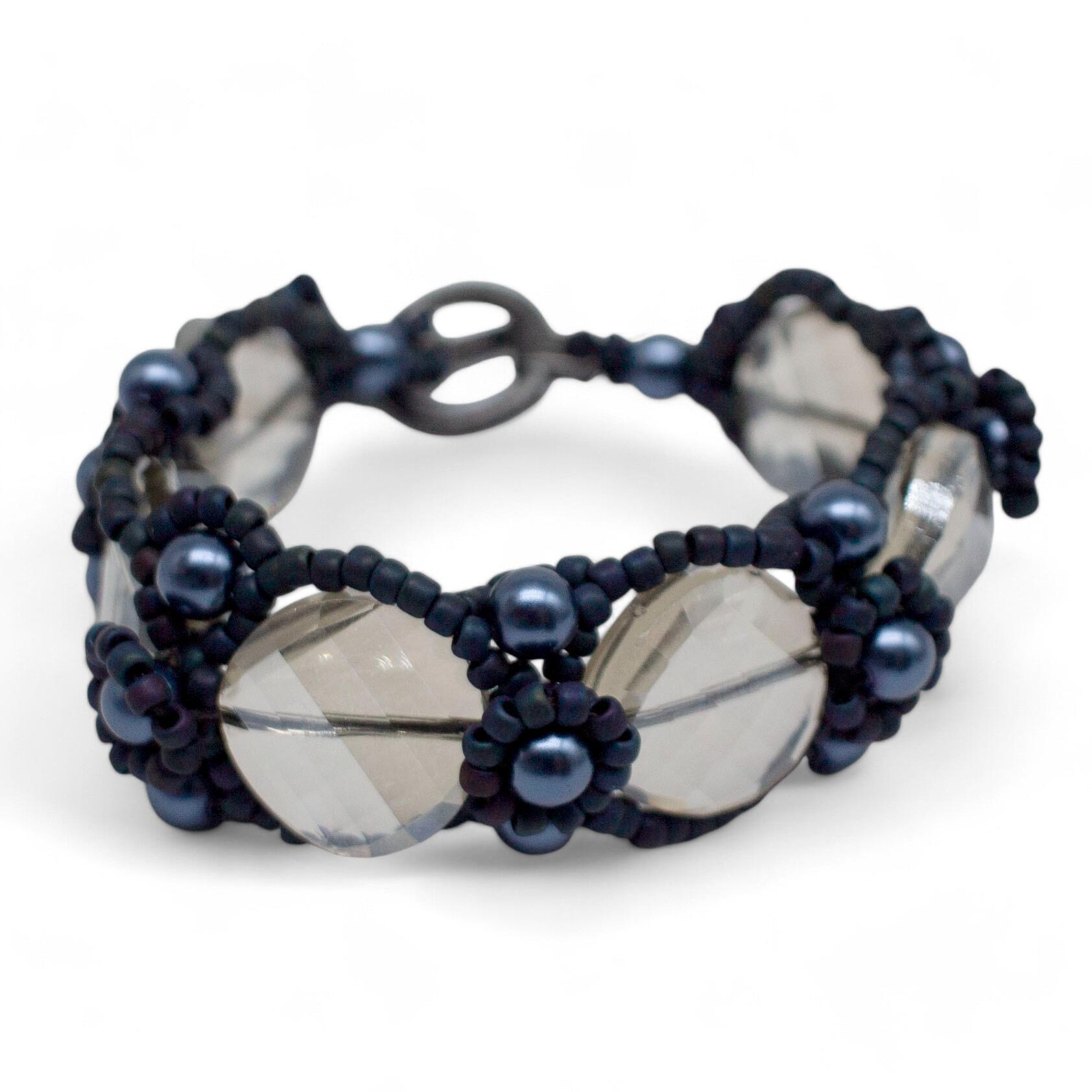 Curve Crystal Disc Bracelet Makes 3 midnight blue bracelet making kit — DIY set with beads and instructions for creating handmade jewelry