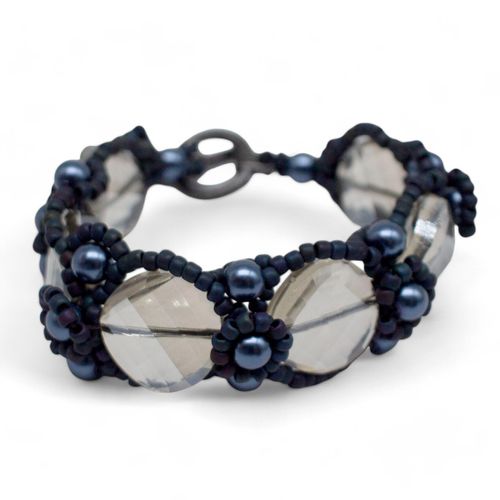 Curve Crystal Disc Bracelet Makes 3 midnight blue bracelet making kit — DIY set with beads and instructions for creating handmade jewelry