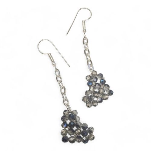 Beaded Crystal Hearts Jewellery half blue jewelry making kit — DIY set with beads and instructions for creating handmade jewelry