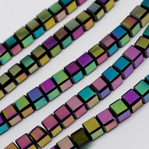 Crystal Cube Beads 6mm Rainbow Mirror 50pcs for jewellery making