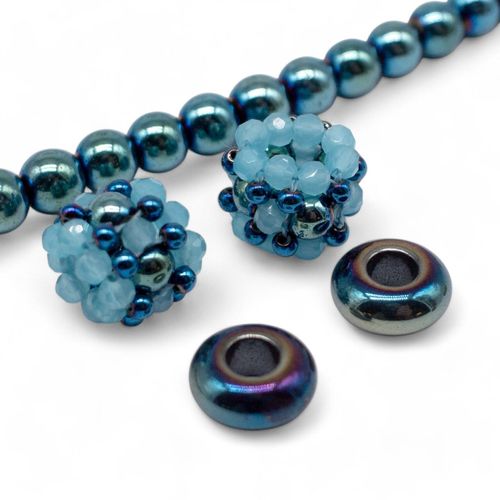 Hematite Erudite Jewellery blue jewelry making kit — DIY set with beads and instructions for creating handmade jewelry