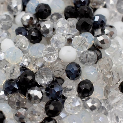 8mm crystal beads monochrome mix, pack of 140 — faceted for jewelry making and beadwork