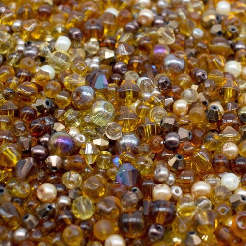 Glass Mixed Beads 50g Golden Amber 4mm for jewellery making