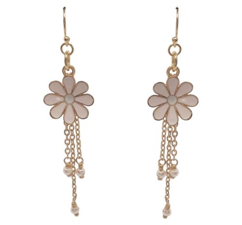 Tansy Floral Earrings pink earring making kit — DIY set with beads and instructions for creating handmade jewelry