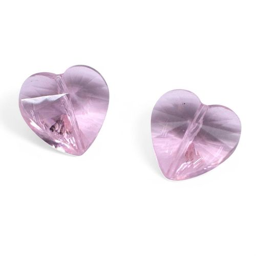 Crystal Heart 14mm 2pc Pink 2 Pieces for jewellery making