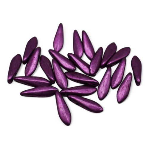 5x16mm Czech glass glass beads met. spring crocus — high-quality two-hole beads ideal for jewelry making, bead weaving, and crafts