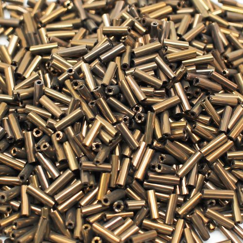 Bugle Beads 6mm Opaque Bronze 100g for jewellery making