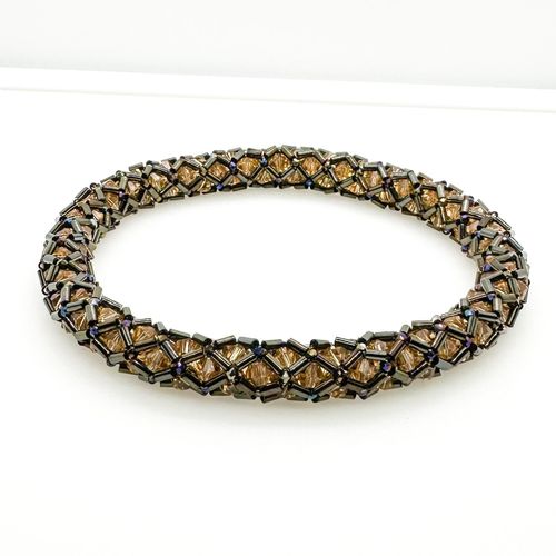 Harlequin Bangle iris brown jewelry making kit — DIY set with beads and instructions for creating handmade jewelry