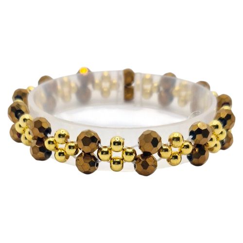 Maria Elastic Bracelet Makes 2 bronze bracelet making kit — DIY set with beads and instructions for creating handmade jewelry