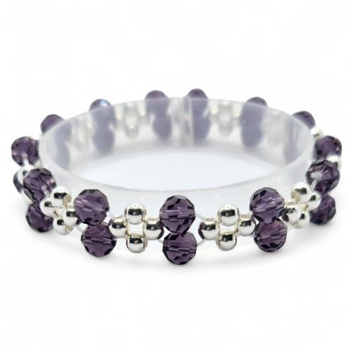 Maria Elastic Bracelet Makes 2 purple bracelet making kit — DIY set with beads and instructions for creating handmade jewelry