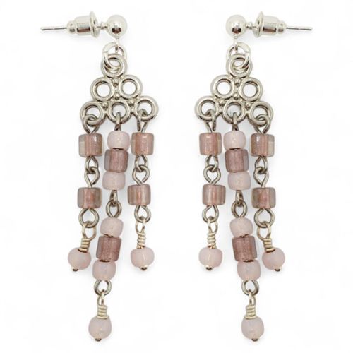 Averil Cube Earrings 1 Pair soft pink earring making kit — DIY set with beads and instructions for creating handmade jewelry