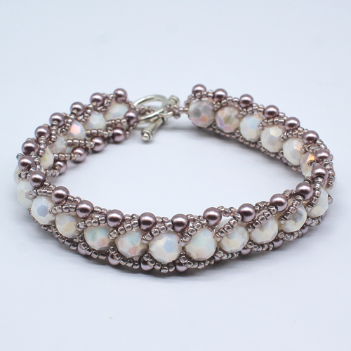 Crystal Marble Flat Spiral Bracelets grey bracelet making kit — DIY set with beads and instructions for creating handmade jewelry