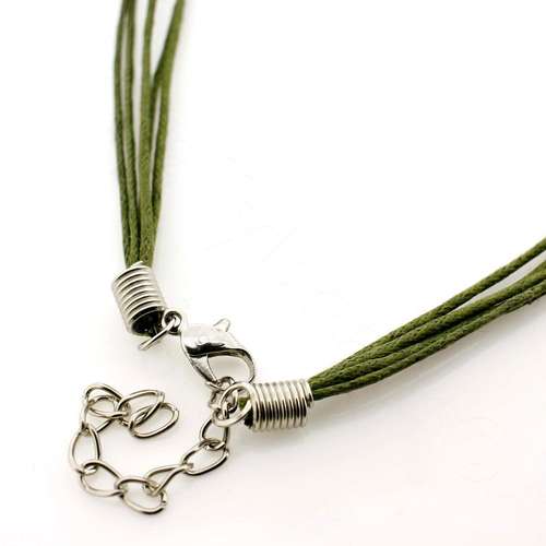 Wax Cotton Cord Necklace - Dark Green