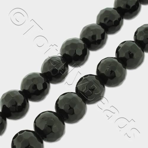 Synthetic Onyx Round Faceted Beads 8mm 16" String