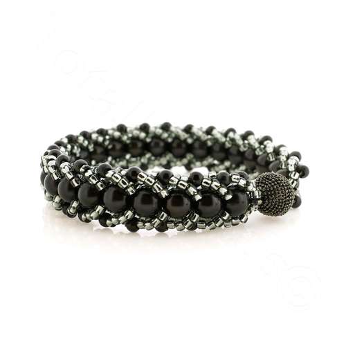 Flat Spiral Bracelet Bundle grey bracelet making kit — DIY set with beads and instructions for creating handmade jewelry