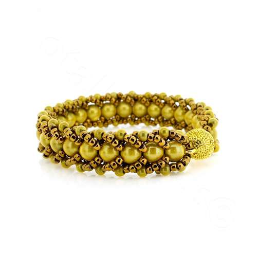 Flat Spiral Bracelet Bundle yellow bracelet making kit — DIY set with beads and instructions for creating handmade jewelry