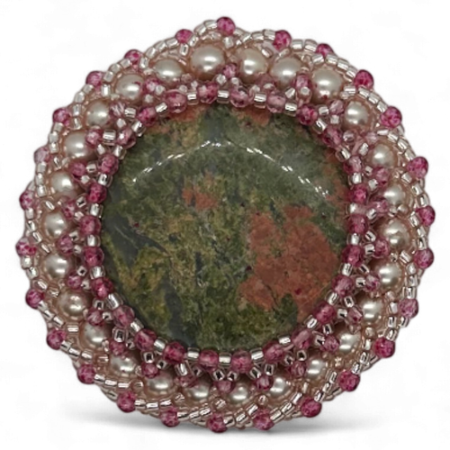 Gemstone Beaded Swirl Pendant Pink Unakite 4mm for jewellery making