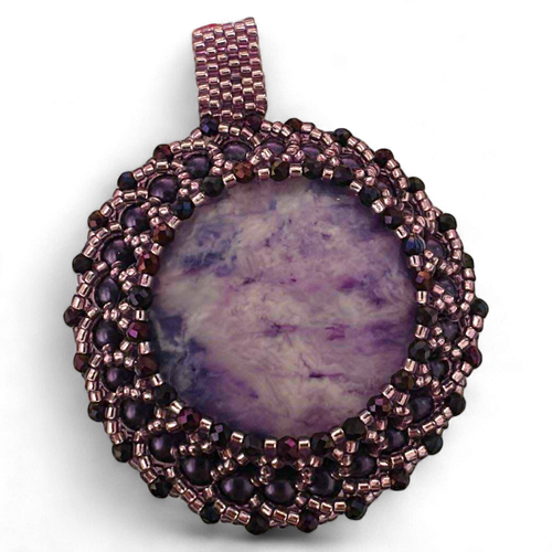 Gemstone Beaded Swirl Pendant Purple Marble 4mm for jewellery making