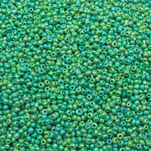 Seed Beads Opaque Rainbow Green Size 11 100g 2mm for jewellery making