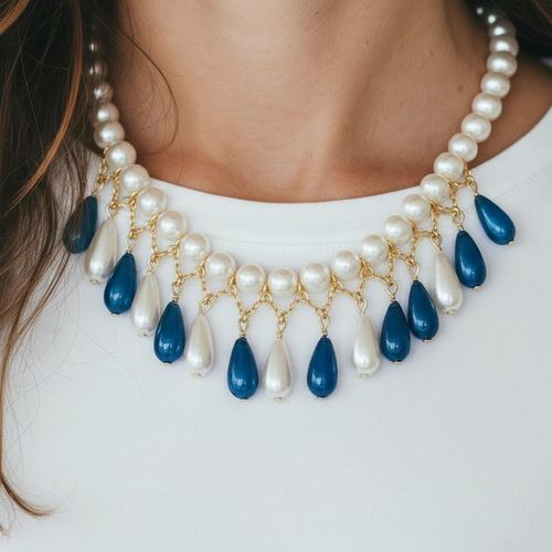 Regan Drop Necklaces Ivory & Deep Blue for jewellery making