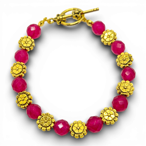 Jada Flower Bracelets 3 Malaysia Red Jade for jewellery making