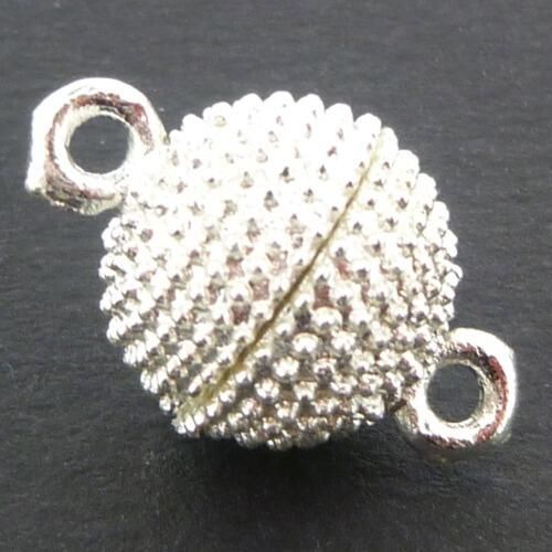 Magnetic Clasp Spotted Round 12mm Silver Plate 1 per Bag for jewellery making