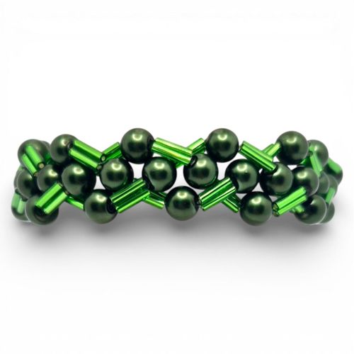 Lizzie Bugle Bracelets x3 Green for jewellery making