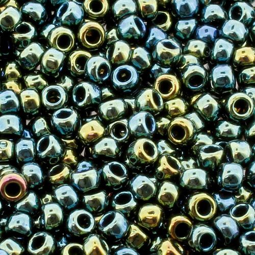 Toho Size 8 Seed Beads 10g Metallic Iris Green Brown 2mm for jewellery making