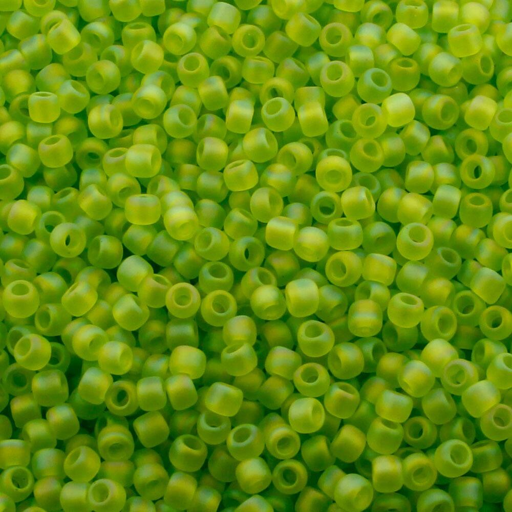 Toho Size 11 Seed Beads 10g Trans Rainbow Frost Lime Green 6mm for jewellery making