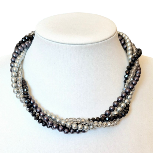 Gwyneth Torsade Necklace Monochrome 6mm for jewellery making