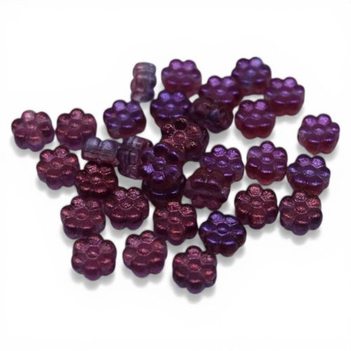 Czech Flower 8mm Fuschia Topaz 20pcs for jewellery making
