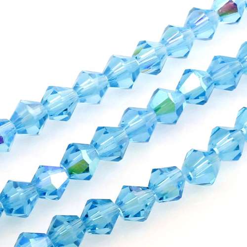 5mm crystal bicone beads aqua ab — AB finish, faceted for jewelry making and beadwork