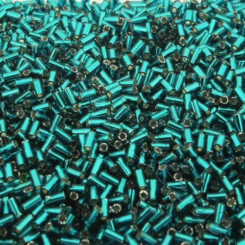 Toho 3mm Bugle Seed Beads 10g - Silver Lined Teal