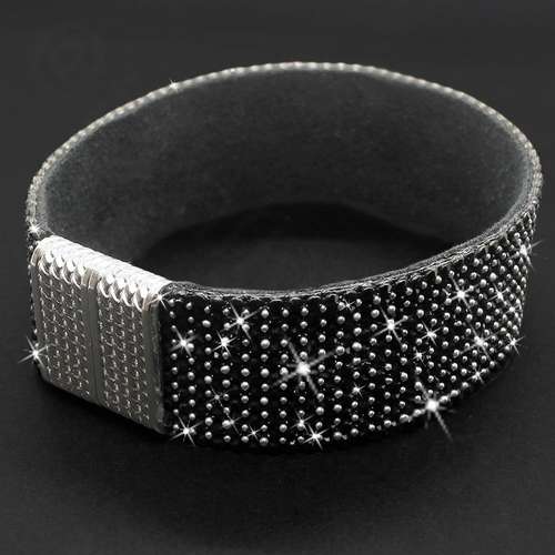 Sparkle Ribbon 22mm Bracelet Kit jet black crystal bracelet making kit — DIY set with beads and instructions for creating handmade jewelry