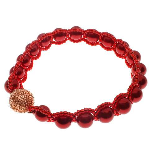 Elizabeth Bracelet red bracelet making kit — DIY set with beads and instructions for creating handmade jewelry