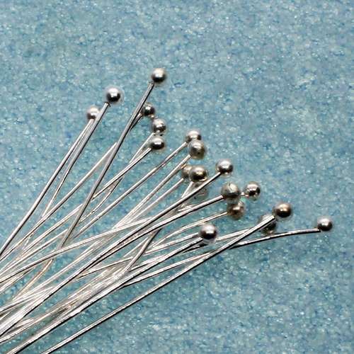 Head Pins Ball 50mm 50pcs - Silver Plated